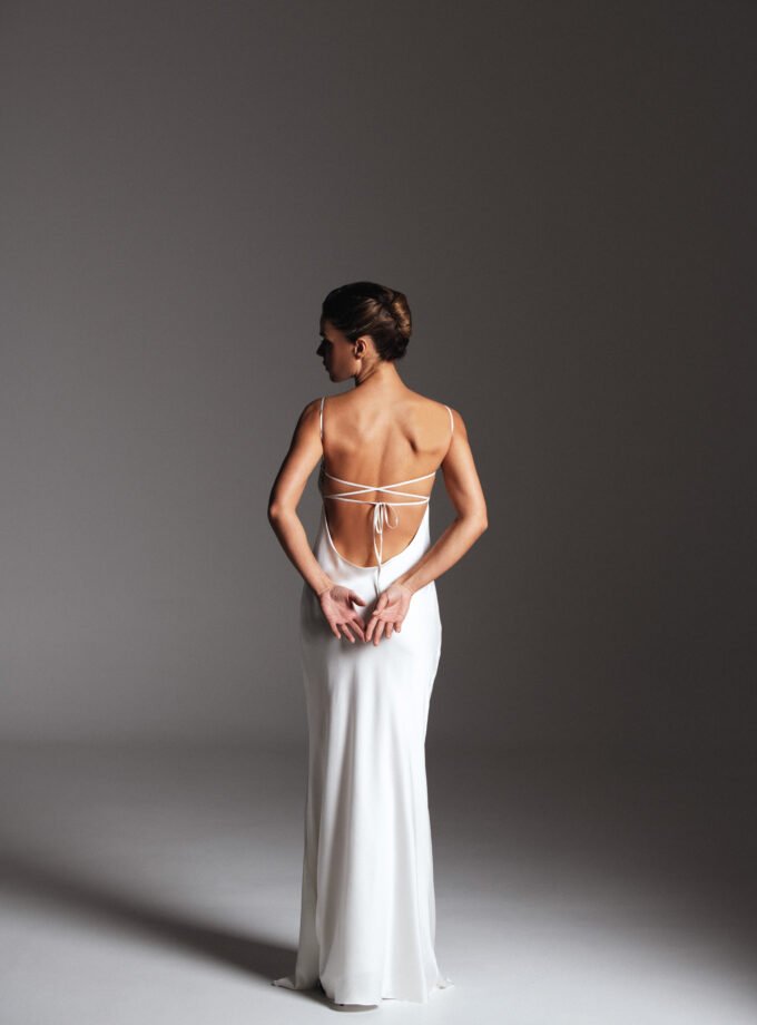 White embellished evening dress